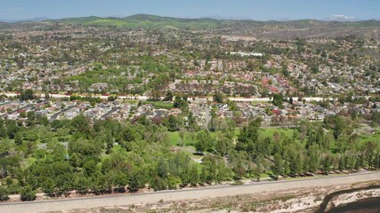 Aerial drone shot view of Yorba Linda Orange County California suburb homes 04