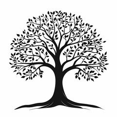 Obraz premium Black Silhouette Tree Vector Illustration. Nature Inspired Art for Elegant Decor and Eco-Friendly Design