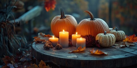 PumpKins on Wooden Table