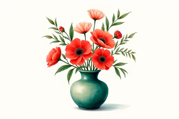 Obraz premium Illustration still life flowers in a vase.created with the help of artificial intelligence.