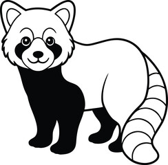 Cute Cartoon Outline Illustration of a Red Panda for Coloring Pages