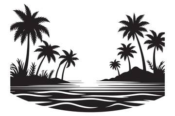 Serene tropical beach vector illustration paradise island travel scene
