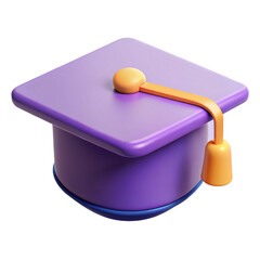 3D graduation cap icon with glossy design and vibrant colors for academic achievements and online...
