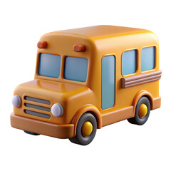 3D school bus icon with glossy design and vibrant colors for transportation and educational...