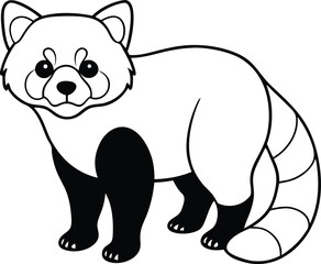 Cute Cartoon Outline Illustration of a Red Panda for Coloring Pages
