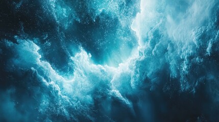 Fototapeta premium Majestic ocean waves crashing under a stormy sky at dusk, showcasing nature's raw power and beauty