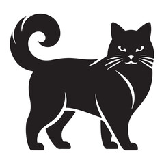 Elegant Black Cat Silhouette Vector Illustration Pet Animal Graphic Art