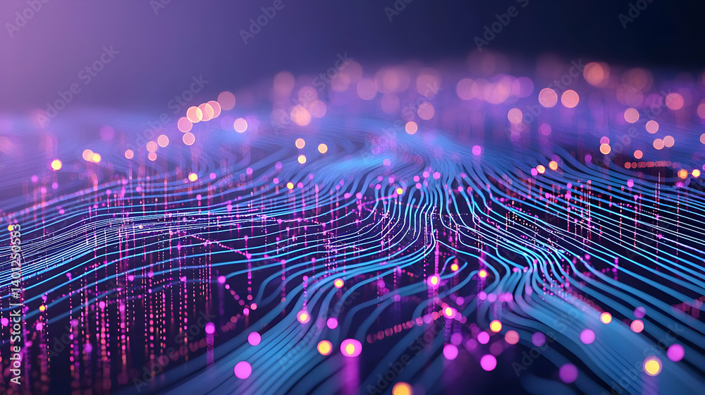 Poster abstract digital data flow visualization