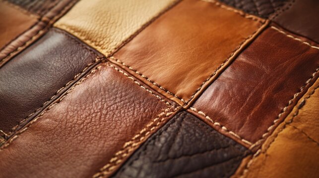 Close-up of patchwork leather material