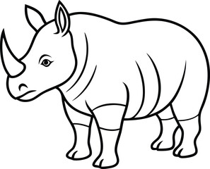 Black and White Rhinoceros Illustration for Coloring or Educational Material


