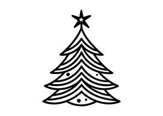 Minimalist Christmas Tree Icon &ndash; Simple Holiday Line Art Design