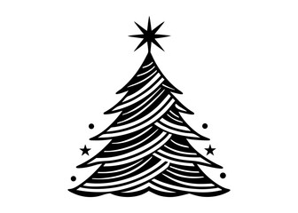 Minimalist Christmas Tree Icon – Simple Holiday Line Art Design