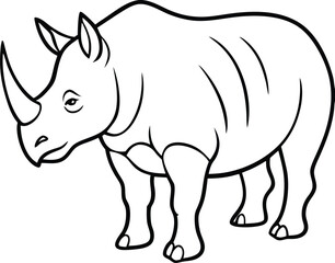 Black and White Rhinoceros Illustration for Coloring or Educational Material

