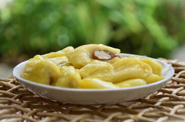 Delicious segments of the Jackfruit fruit (Artocarpus heterophyllus)