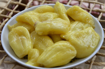 Delicious segments of the Jackfruit fruit (Artocarpus heterophyllus)