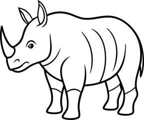 Black and White Rhinoceros Illustration for Coloring or Educational Material

