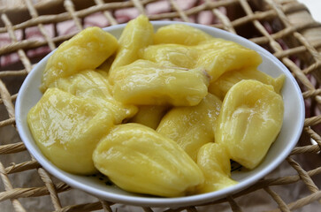 Delicious segments of the Jackfruit fruit (Artocarpus heterophyllus)