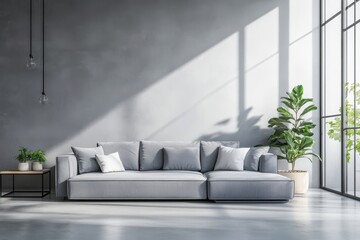 Modern living room interior design on white background on transparent background