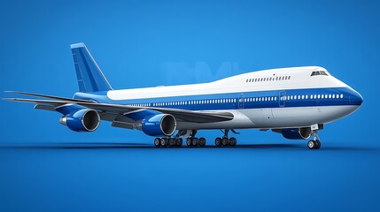 Obraz premium Modern Airplane on Blue Background