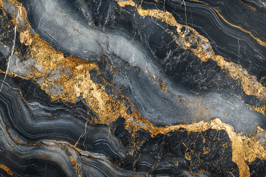 Textura de m&aacute;rmore abstrata com veios pretos e dourados para conceito de design luxuoso e decorativo