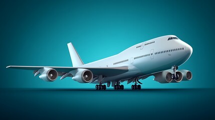 Obraz premium Modern Airplane on Teal Background