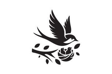 Obraz premium Birds vector icon silhouette illustration on white background. (02)