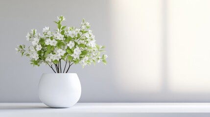 Naklejka premium White flowers in a white pot