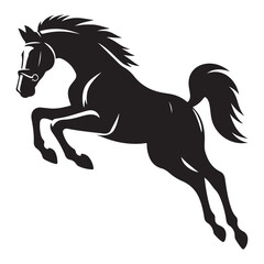 Dynamic Black Horse Leaping Illustration Vector Graphic for Equestrian Designs