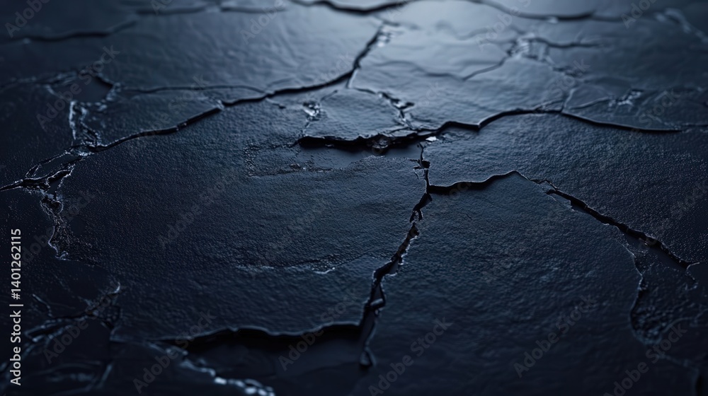 Wall mural abstract navy blue background featuring a dark slate texture with cracks and a rough stone surface, 