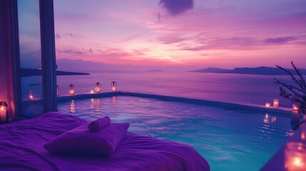 Sunset luxury suite, private plunge pool, caldera view, romantic getaway
