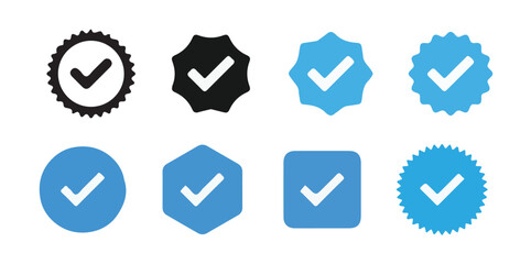 Verified icon set. checkmark sign. verified symbol. approval done element collection.  vector illustration eps 10.