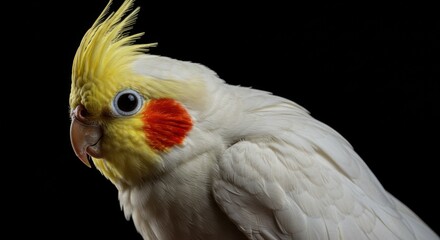 Obraz premium Detailed Portrait of a Cockatoo Against a Black Background