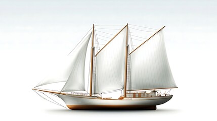 Classic white sailing ship on a light background