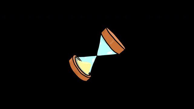 5 looping animations with 2D hand-drawn elements about passing time, hourglasses, hands, cuckoo clock and alarm clock.Transparent background with alpha channel or green background to choose from