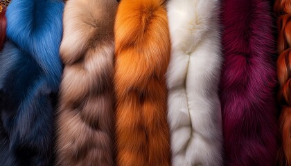 assorted colorful fur textures in vertical rows