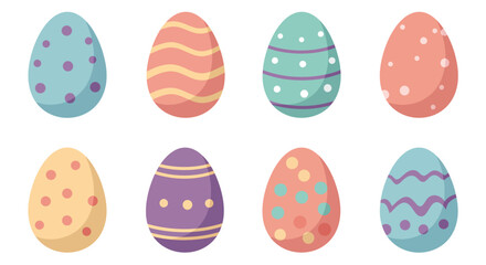 Fototapeta premium Colorful decorative Easter eggs in flat design style vector art