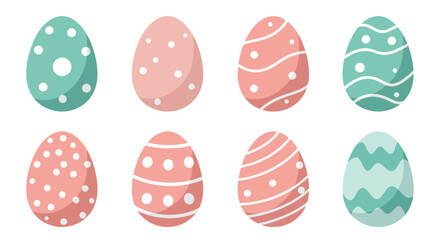 Colorful Easter eggs in flat design style showcasing unique patterns vector art
