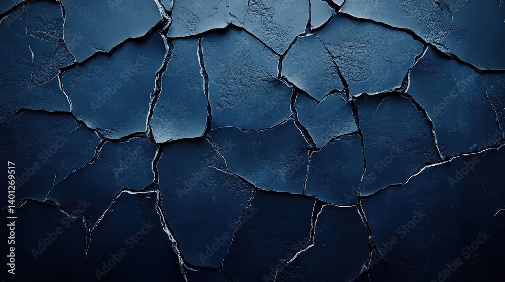 Wall mural abstract navy blue background featuring a dark slate texture with cracks and a rough stone surface, 