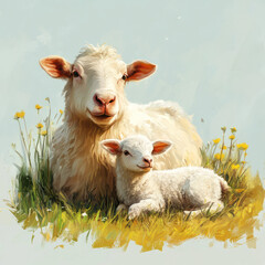 Fototapeta premium sheep in a field