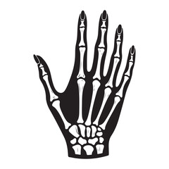 Silhouette of Skeleton Hand with Bones Vector Graphic Illustration Art