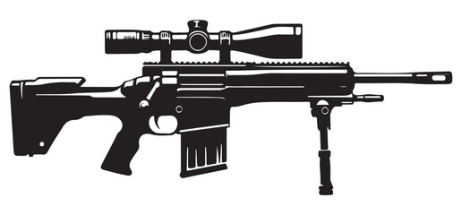Modern sniper rifle silhouette vector for hunting targeting games