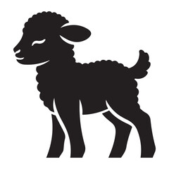 Silhouette of cute lamb vector art illustration for farm animal