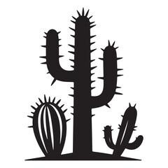 Silhouette of assorted cactus plants vector art for desert landscape