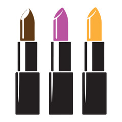Trendy Lipstick Collection Beautiful Cosmetics Different Colors Vector Illustration