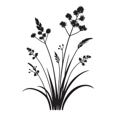Wild Grass Silhouette Illustration Natural Meadow Plant Life Design