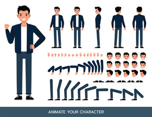 Businessman wear blue jacket character vector illustration design. Create your own pose.