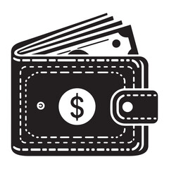 Wallet illustration containing money symbolizing financial well being and economic security