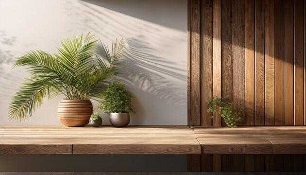 serene minimalism a tranquil corner with wooden charm and natures touch