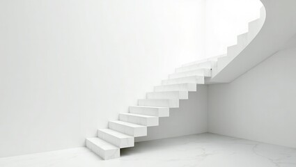 Obraz premium Minimal White Staircase in Modern Architectural Interior