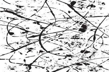 Dry Brush Strokes and Scratches Retro Grunge Background. Distressed Grungy Seamless Pattern Design. Cracked Ground Texture. Monochrome Print Design Pattern.
